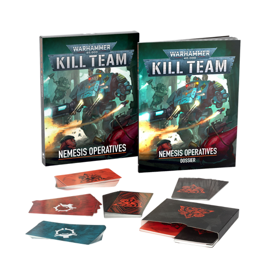 Warhammer 40k Kill Team Nemesis Operatives expansion with dossier cards and mission accessories