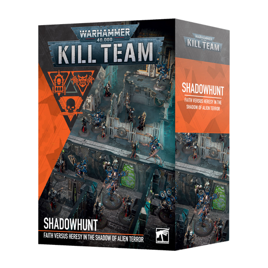 Warhammer 40k Kill Team Shadowhunt box art with Murderwing and Celestian Insidiants miniatures