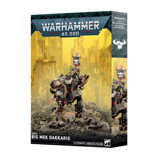 Warhammer 40k Orks Big Mek Dakkarig Citadel miniature with blitzkannon, rokkits, and kustom force field.