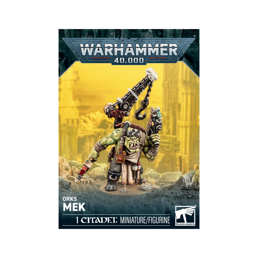 Warhammer 40k Orks Mek Citadel miniature with a repair crane and kustom mega-slugga.