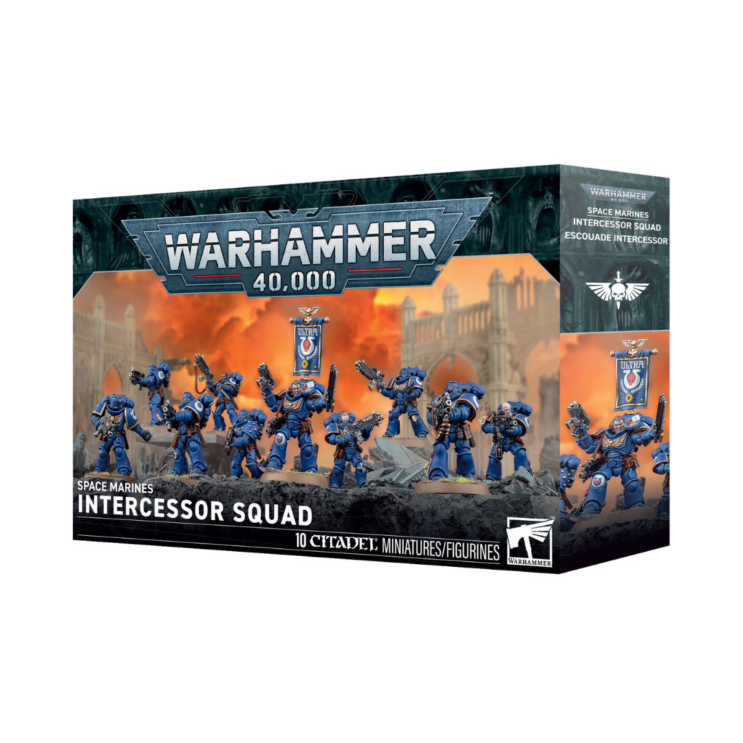 Warhammer 40k Space Marines Intercessor Squad multipart kit with 10 Citadel miniatures