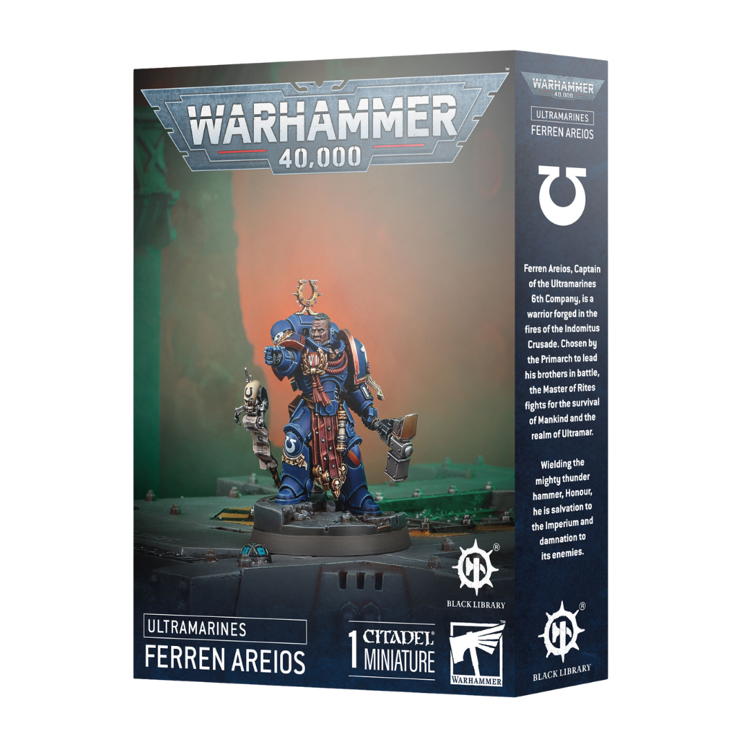 Warhammer 40k Ultramarines Ferren Areios character miniature packaging