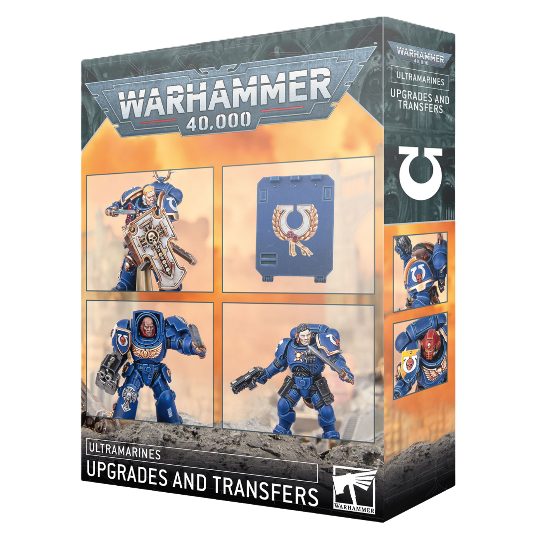 Warhammer 40k Ultramarines Upgrades and Transfers box with upgrade bits and decal sheet