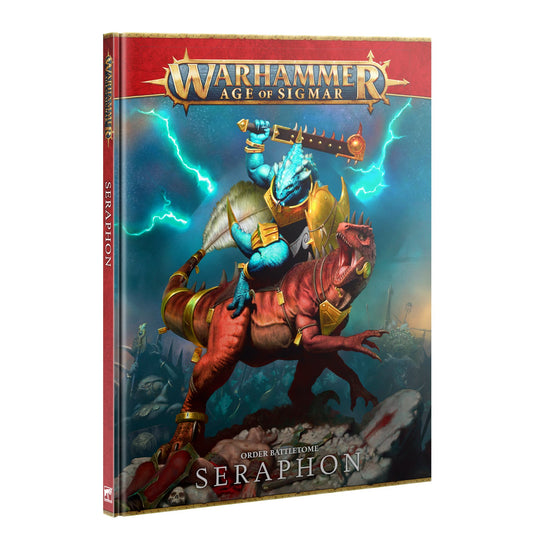 Cover of the Seraphon Battletome with vibrant artwork showcasing the Seraphon jungle realms.