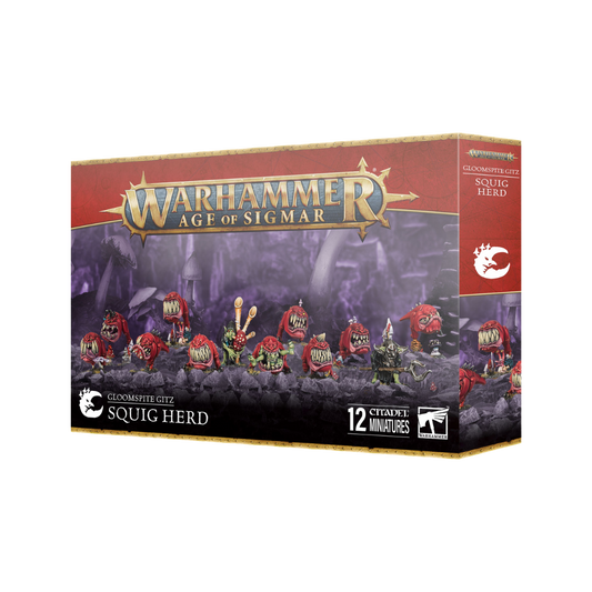Warhammer Age of Sigmar Gloomspite Gitz Squig Herd kit sprues with 10 squigs and 2 herders on round bases