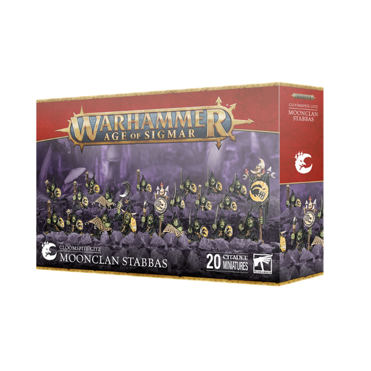 Warhammer Age of Sigmar Gloomspite Gitz Stabbas unit kit sprues and round bases, unpainted