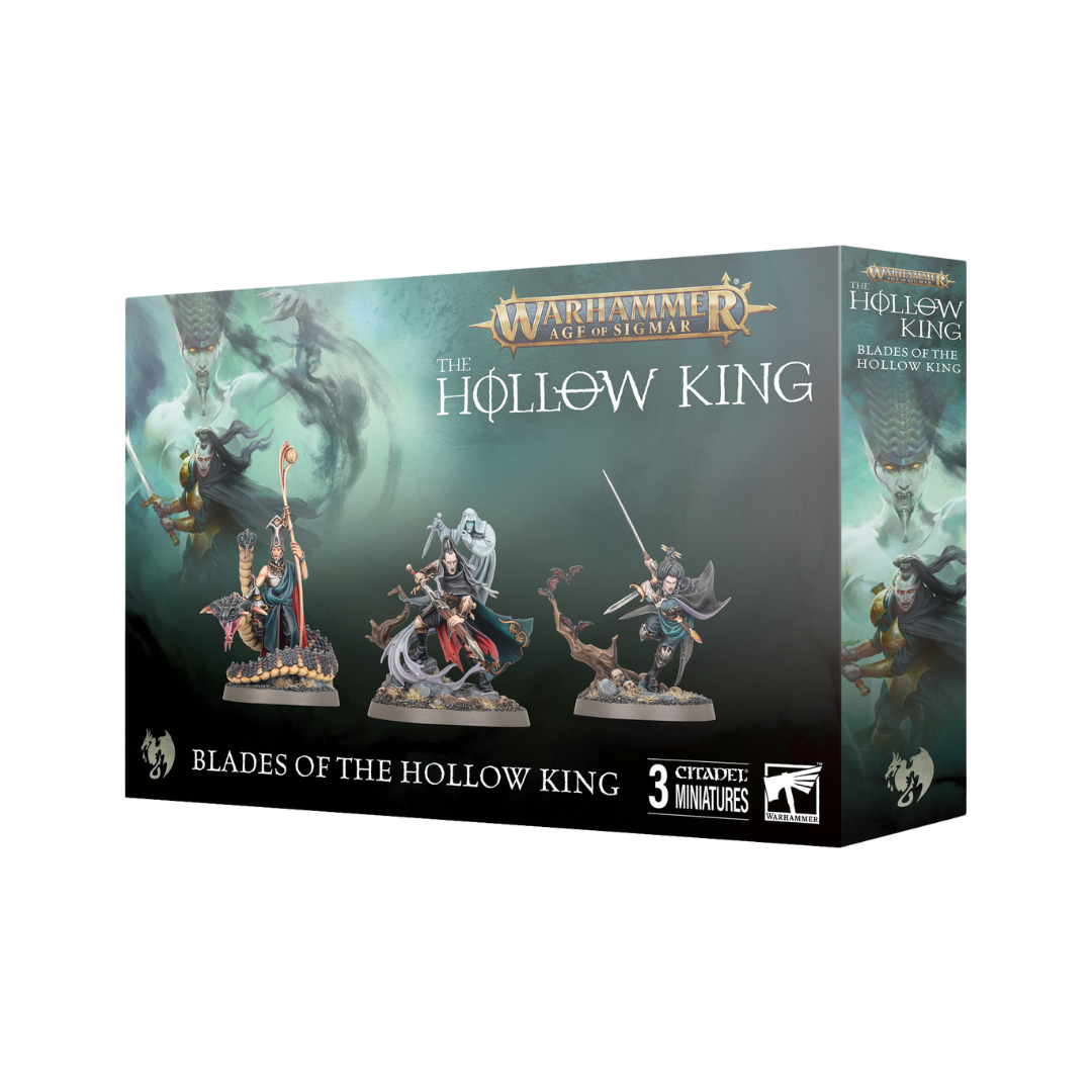 Warhammer Age of Sigmar Soulblight Gravelords Blades of the Hollow King, elite vampire warrior kit with three detailed models for AoS undead armies.
