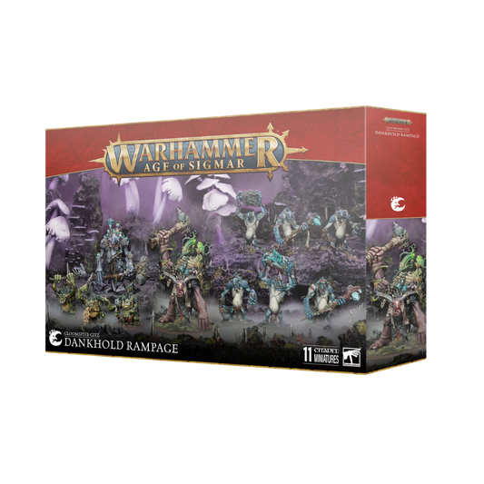 Box art of the Warhammer Age of Sigmar Gloomspite Gitz Dankhold Rampage Battleforce featuring Trugg and troggoth units