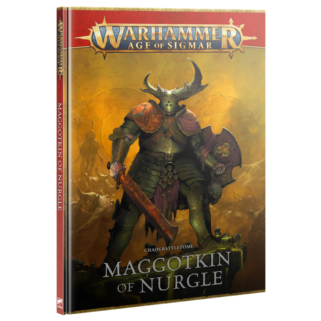 Warhammer Age of Sigmar Chaos Battletome Maggotkin of Nurgle cover showing Rotsword art