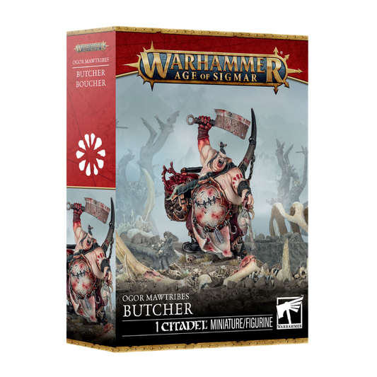 Warhammer Age of Sigmar Ogor Mawtribes Butcher Citadel miniature with two head options.