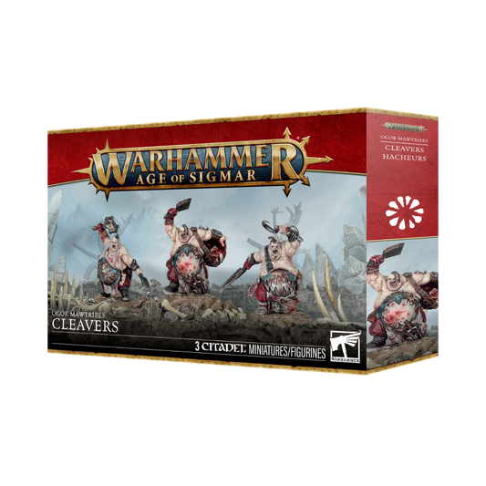 Warhammer Age of Sigmar Ogor Mawtribes Cleavers three-model multipart plastic Citadel miniature kit.