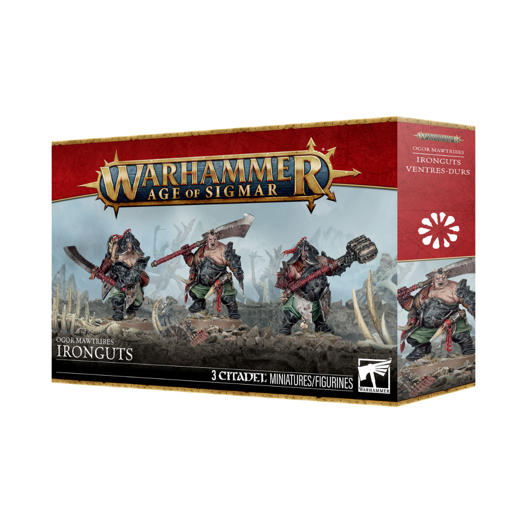 Warhammer Age of Sigmar Ogor Mawtribes Ironguts three-model multipart plastic Citadel miniature kit.