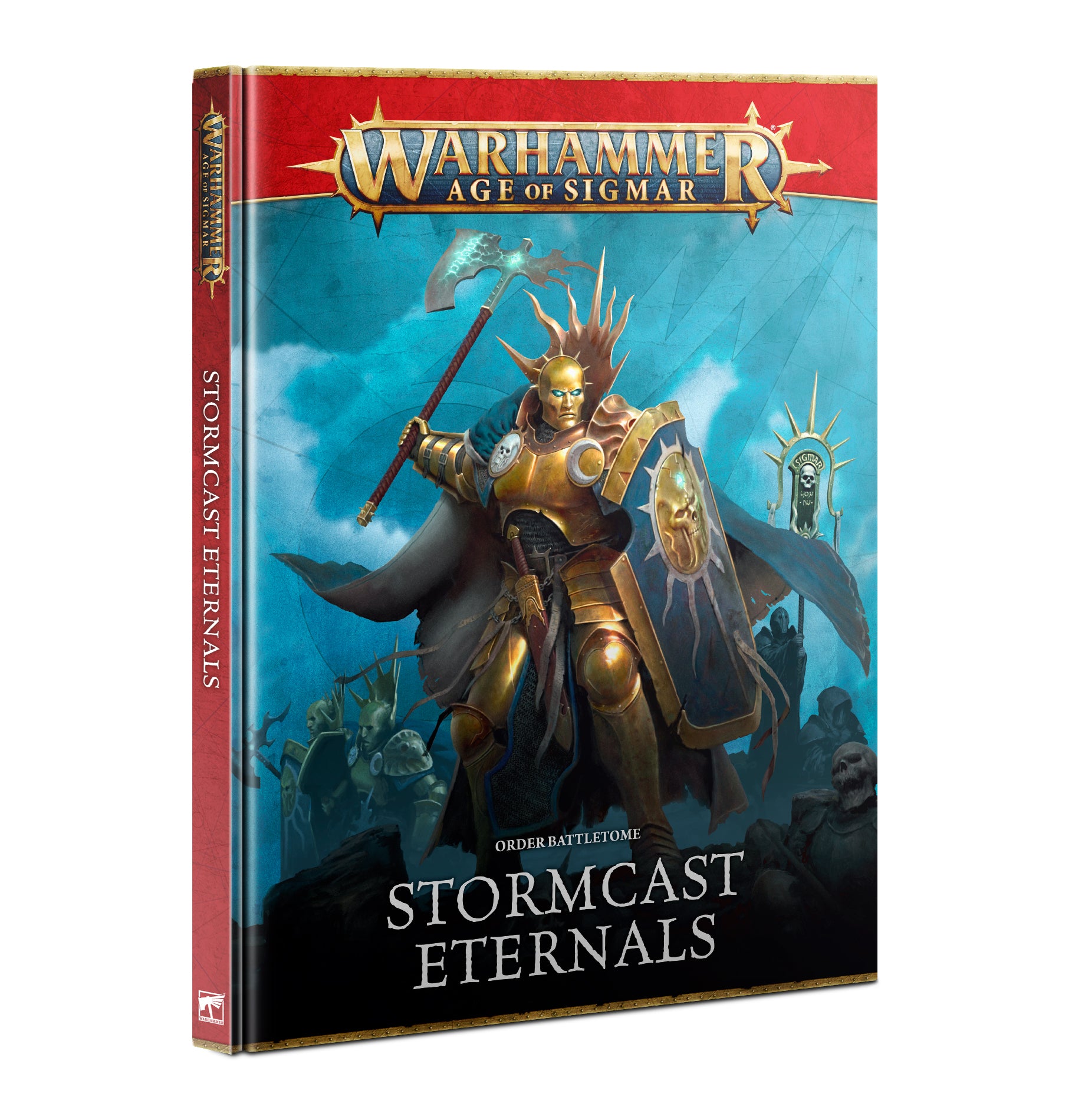 Warhammer Age of Sigmar Battletome: Stormcast Eternals guidebook with lore, rules, and strategies for commanding Sigmar's divine warriors.