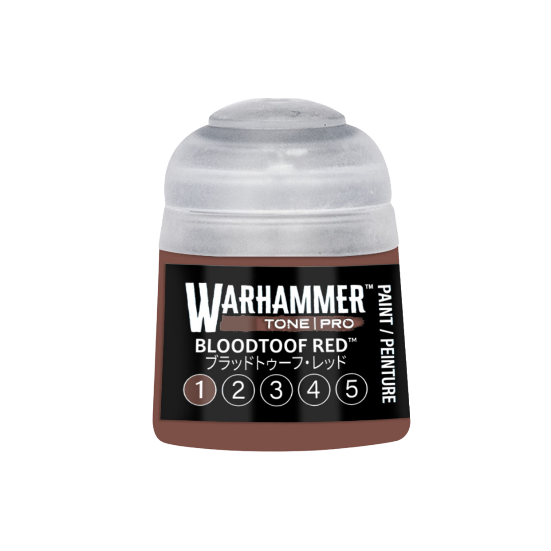 Warhammer Tone Pro Bloodtoof Red 12 ml miniature paints in five coordinated tones from dark to light.