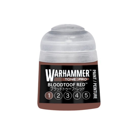 Warhammer Tone Pro Bloodtoof Red 12 ml miniature paints in five coordinated tones from dark to light.