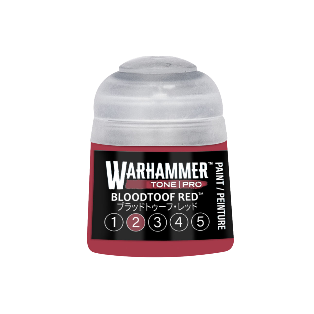 Warhammer Tone Pro Bloodtoof Red 12 ml miniature paints in five coordinated tones from dark to light.