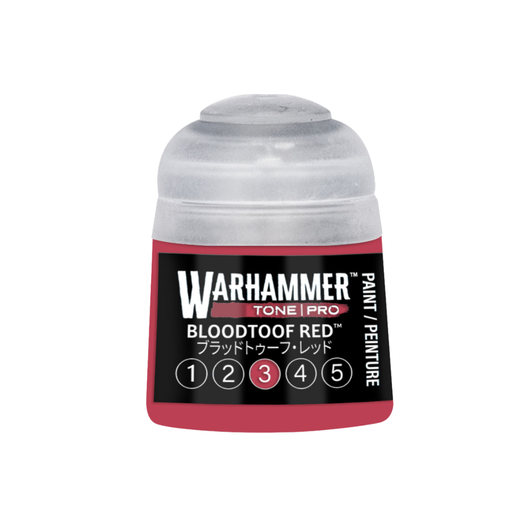 Warhammer Tone Pro Bloodtoof Red 12 ml miniature paints in five coordinated tones from dark to light.
