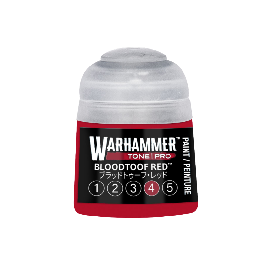 Warhammer Tone Pro Bloodtoof Red 12 ml miniature paints in five coordinated tones from dark to light.