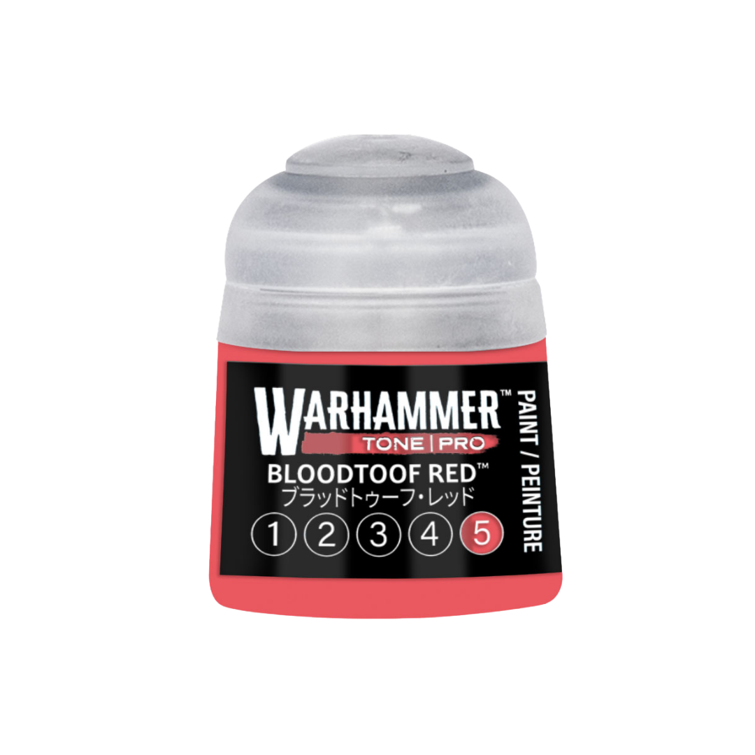 Warhammer Tone Pro Bloodtoof Red 12 ml miniature paints in five coordinated tones from dark to light.