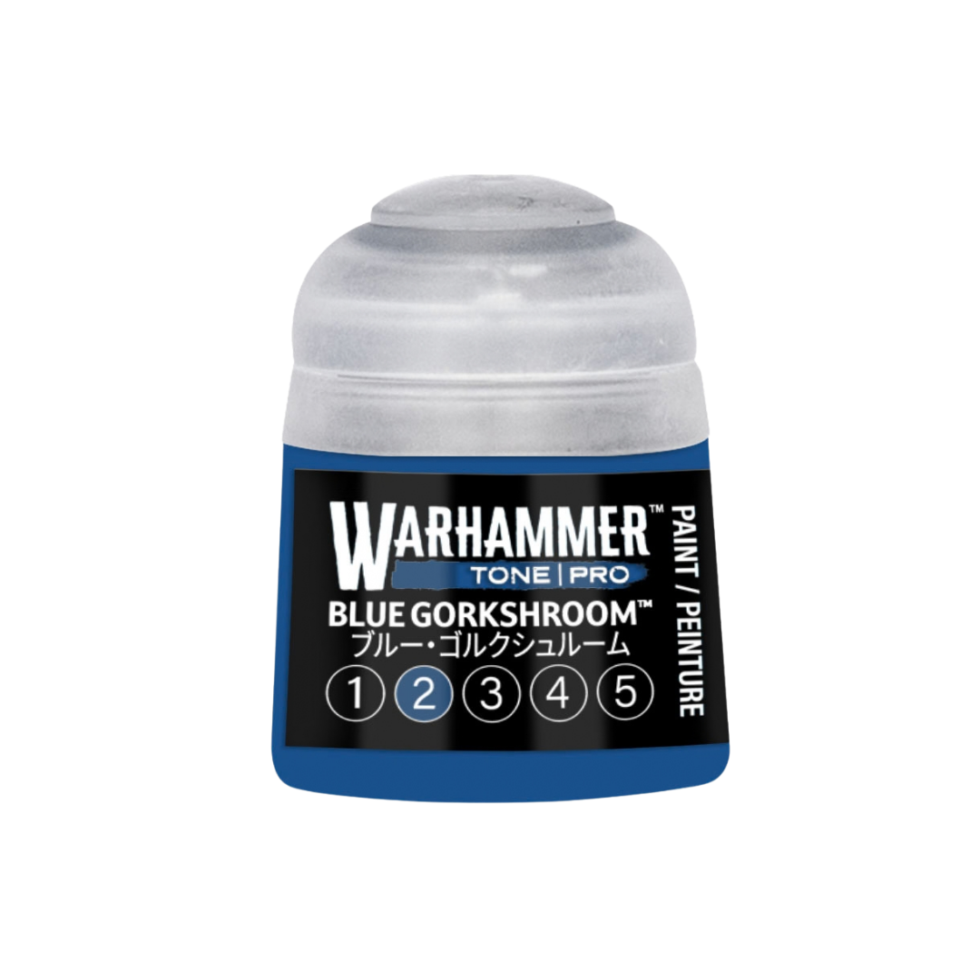 Warhammer Tone Pro Blue Gorkshroom 12 ml miniature paints in five coordinated tones from dark to light.