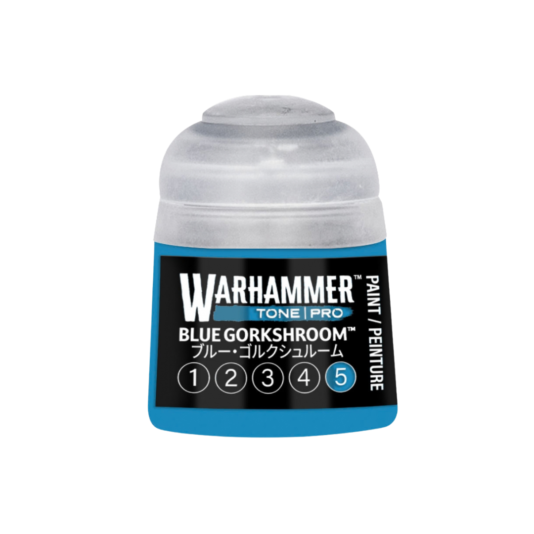 Warhammer Tone Pro Blue Gorkshroom 12 ml miniature paints in five coordinated tones from dark to light.
