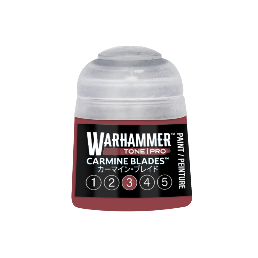Warhammer Tone Pro Carmine Blades 12 ml miniature paints in five coordinated tones from dark to light.