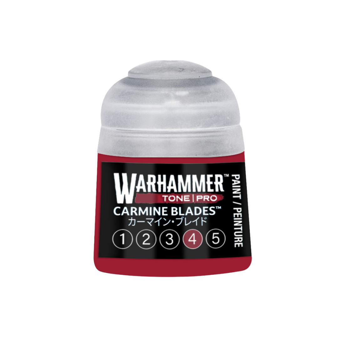 Warhammer Tone Pro Carmine Blades 12 ml miniature paints in five coordinated tones from dark to light.