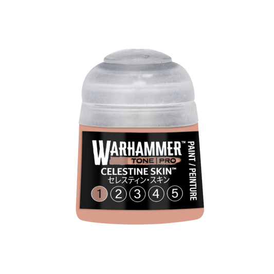 Warhammer Tone Pro Celestine Skin 12 ml miniature paints in five coordinated tones from dark to light.