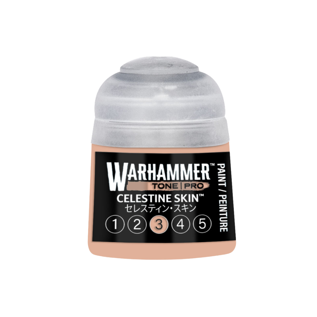 Warhammer Tone Pro Celestine Skin 12 ml miniature paints in five coordinated tones from dark to light.