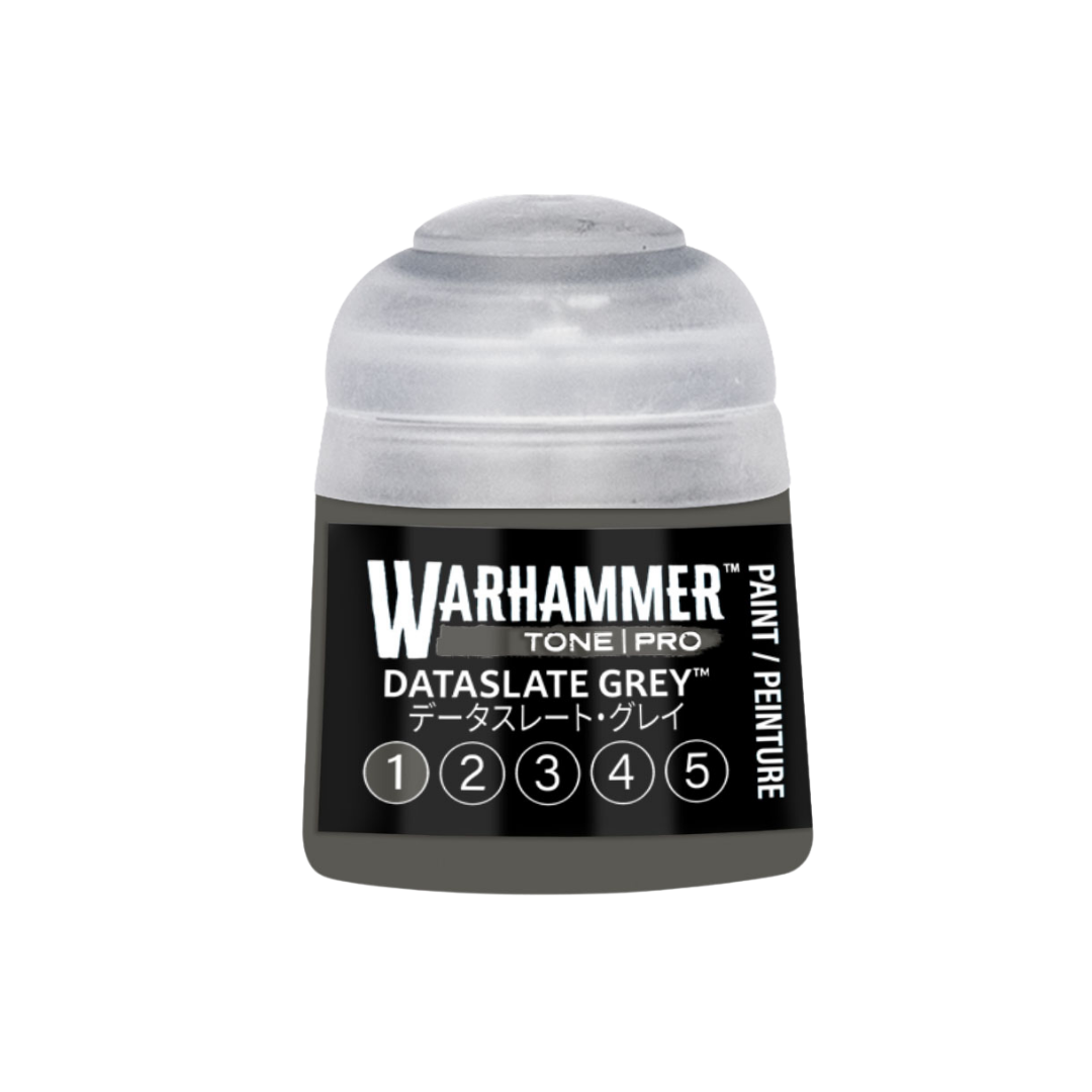 Warhammer Tone Pro Dataslate Grey 12 ml miniature paints in five coordinated tones from dark to light.