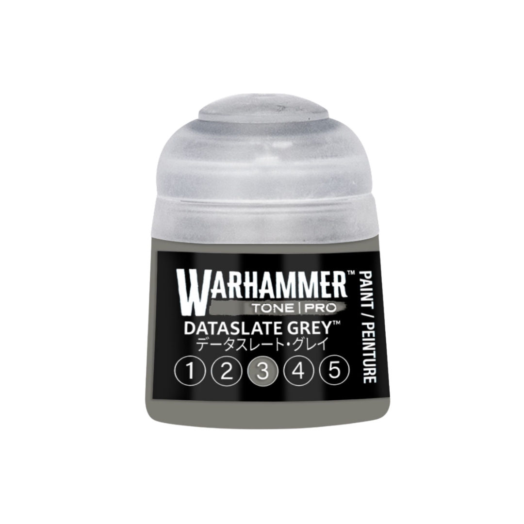 Warhammer Tone Pro Dataslate Grey 12 ml miniature paints in five coordinated tones from dark to light.