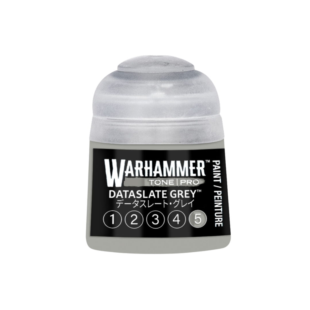 Warhammer Tone Pro Dataslate Grey 12 ml miniature paints in five coordinated tones from dark to light.