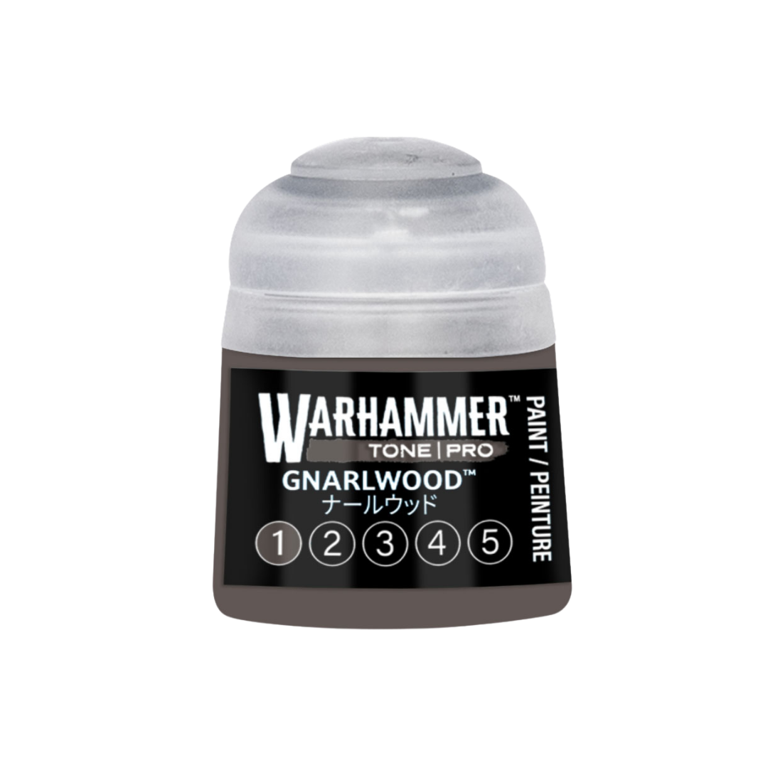 Warhammer Tone Pro Gnarlwood 12 ml miniature paints in five coordinated tones from dark to light.