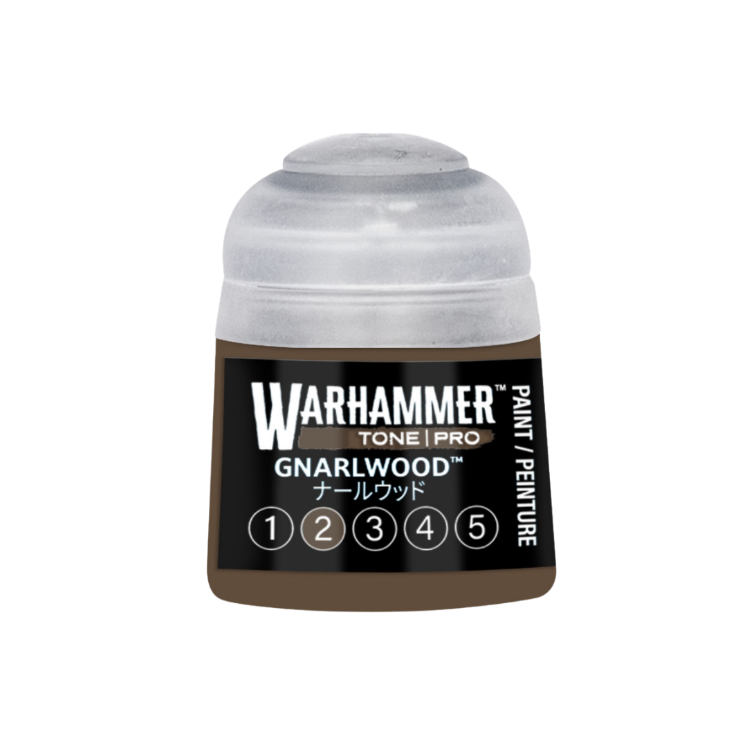 Warhammer Tone Pro Gnarlwood 12 ml miniature paints in five coordinated tones from dark to light.