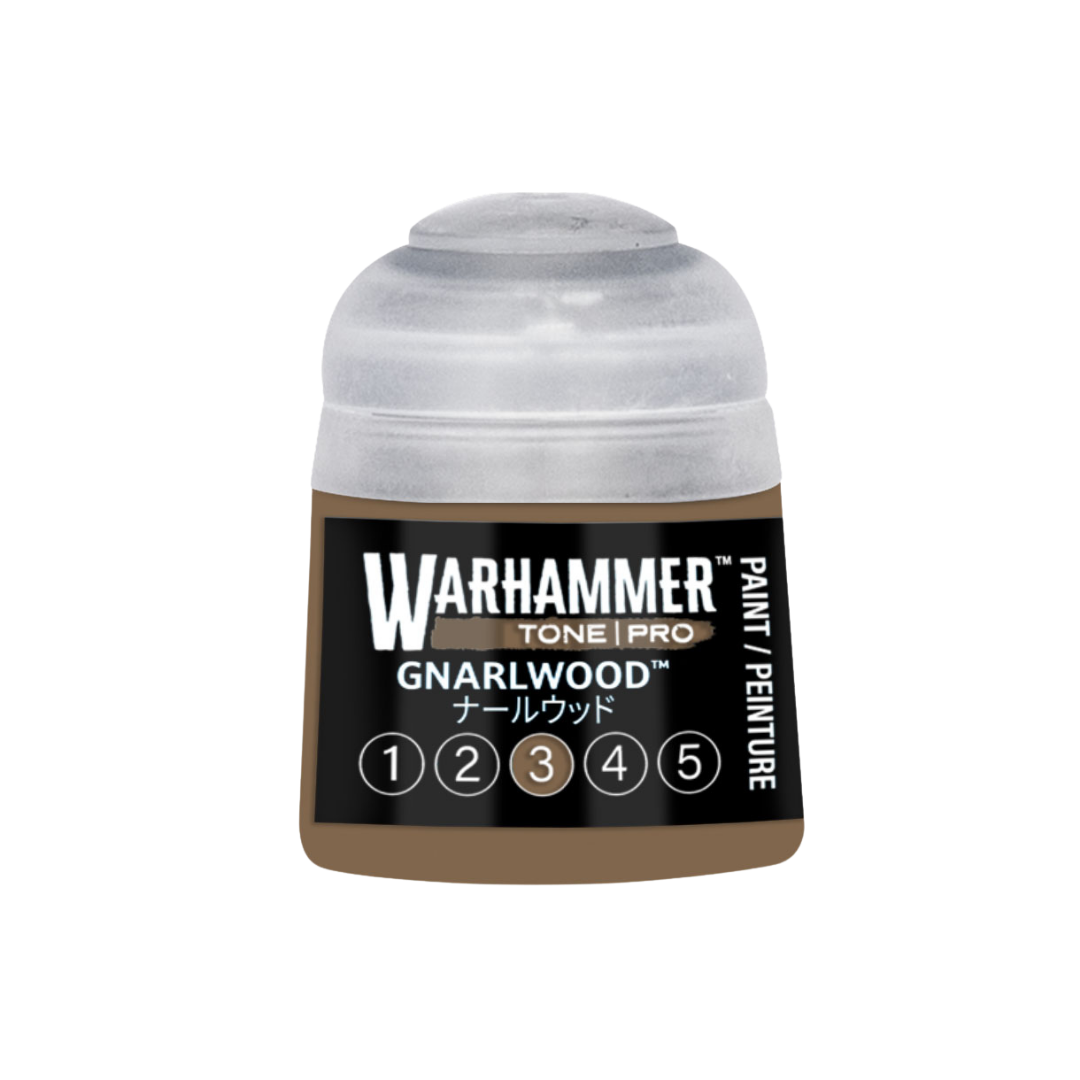 Warhammer Tone Pro Gnarlwood 12 ml miniature paints in five coordinated tones from dark to light.