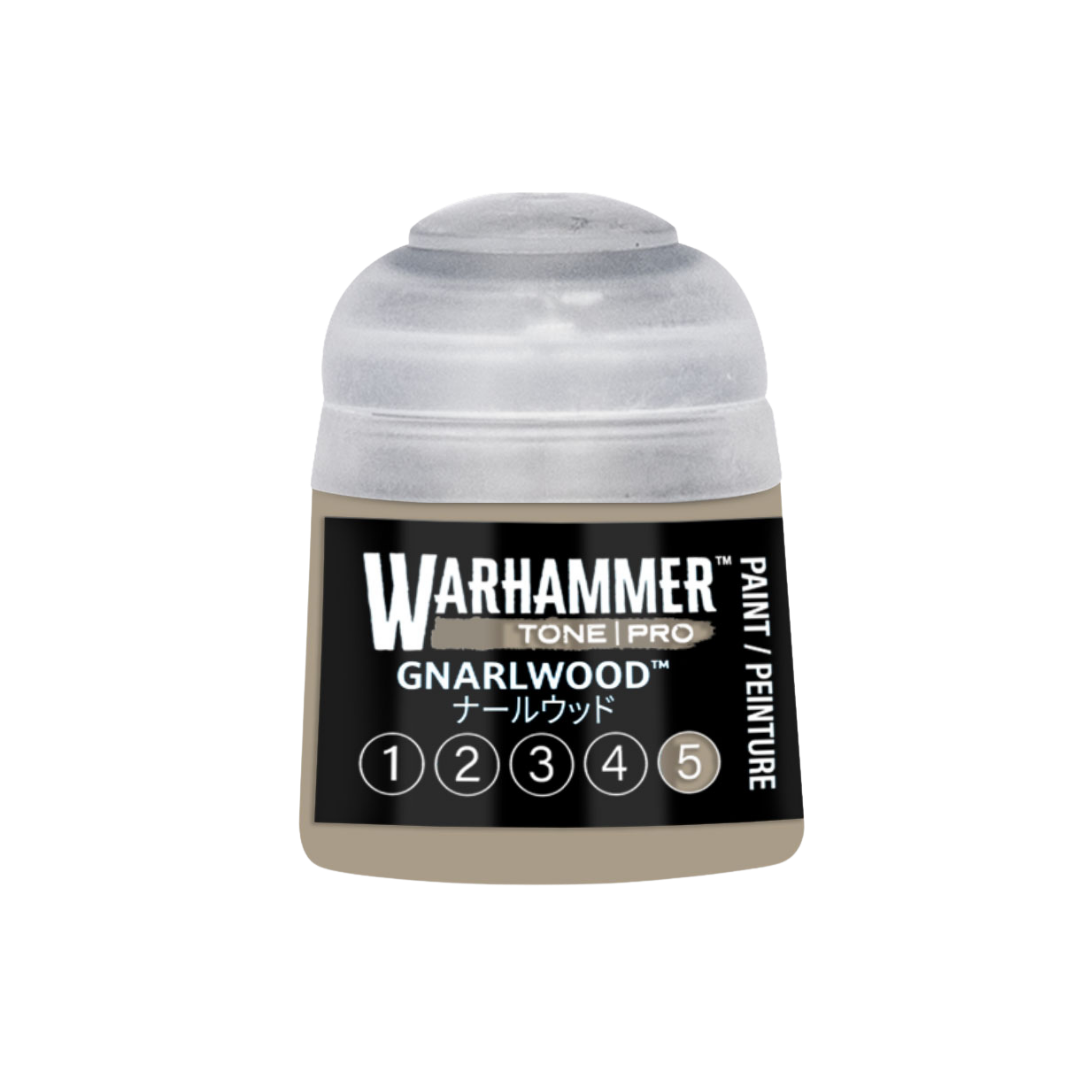 Warhammer Tone Pro Gnarlwood 12 ml miniature paints in five coordinated tones from dark to light.