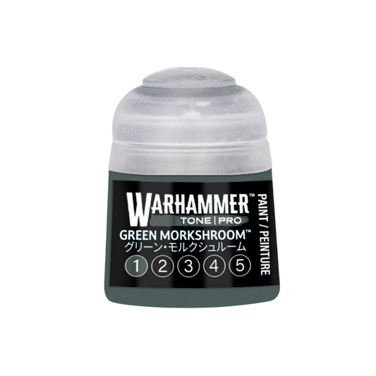 Warhammer Tone Pro Green Morkshroom 12 ml miniature paints in five coordinated tones from dark to light.