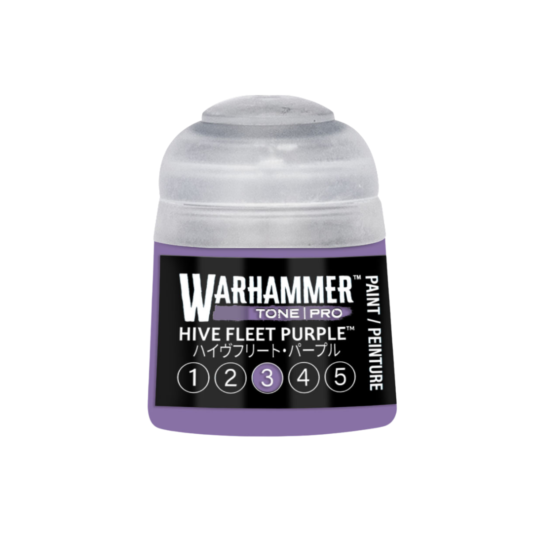 Warhammer Tone Pro Hive Fleet Purple 12 ml miniature paints in five coordinated tones from dark to light.