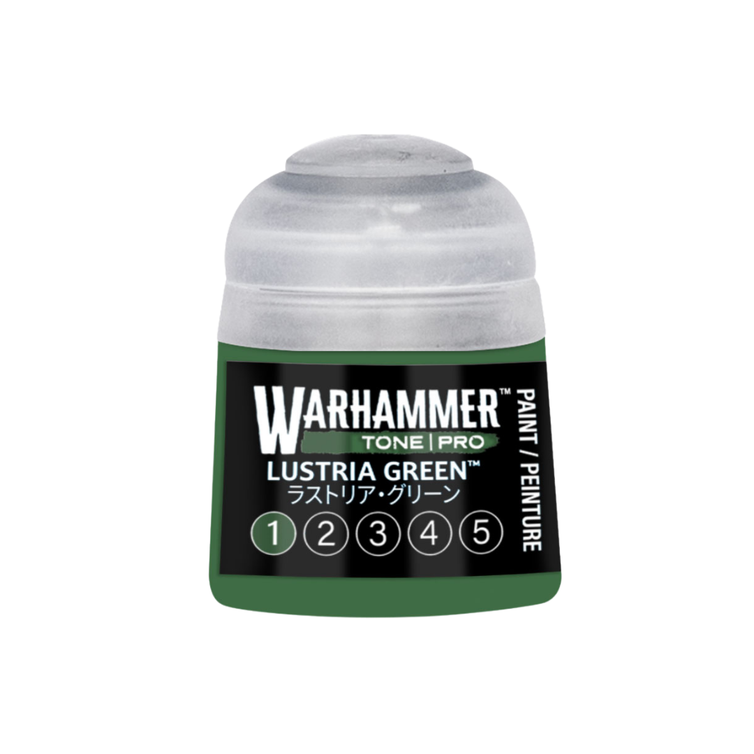 Warhammer Tone Pro Lustria Green 12 ml miniature paints in five coordinated tones from dark to light.