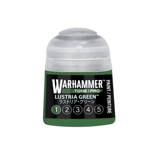 Warhammer Tone Pro Lustria Green 12 ml miniature paints in five coordinated tones from dark to light.