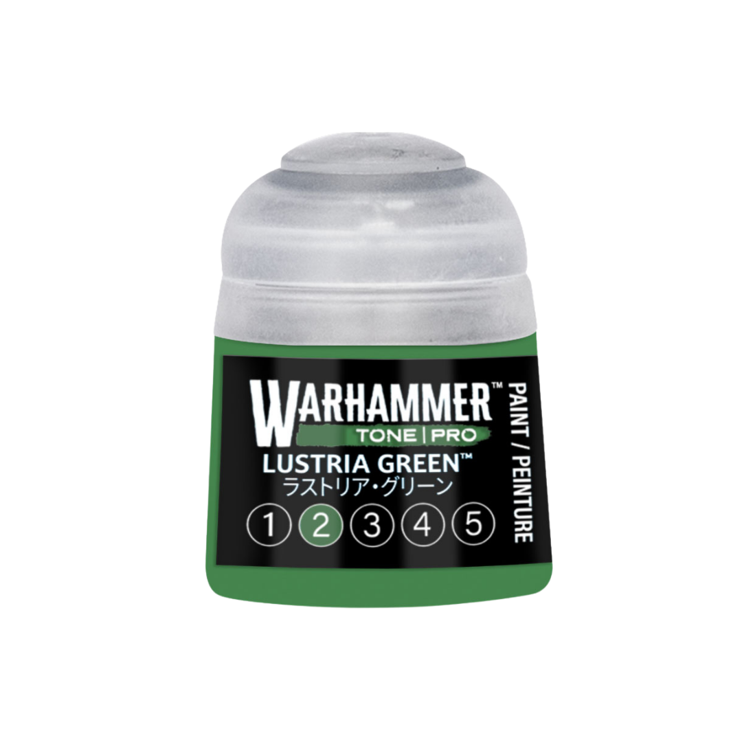 Warhammer Tone Pro Lustria Green 12 ml miniature paints in five coordinated tones from dark to light.