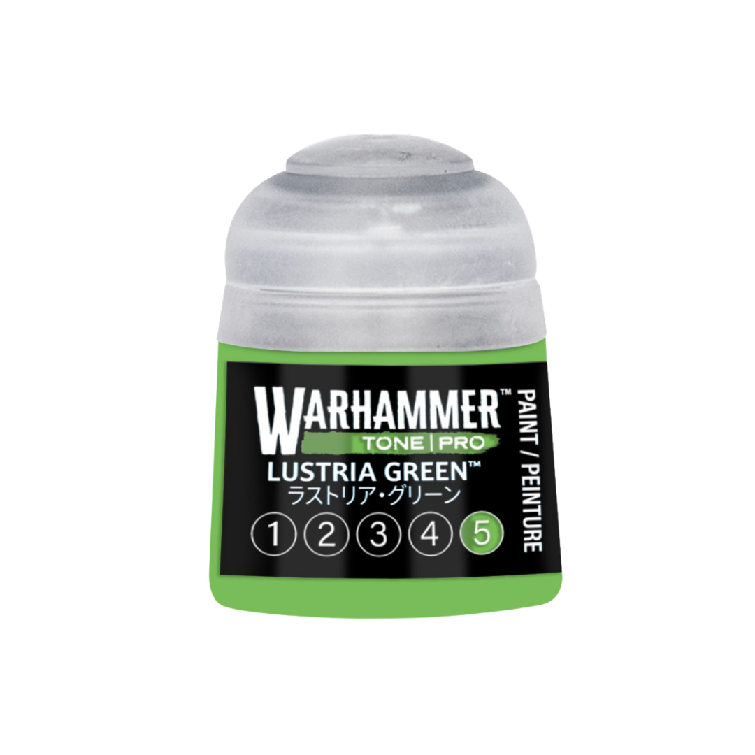 Warhammer Tone Pro Lustria Green 12 ml miniature paints in five coordinated tones from dark to light.