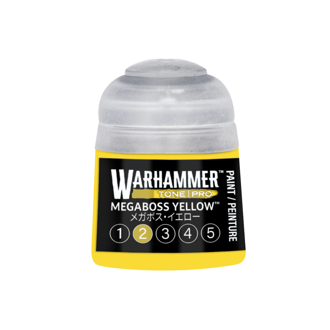 Warhammer Tone Pro Megaboss Yellow 12 ml miniature paints in five coordinated tones from dark to light.