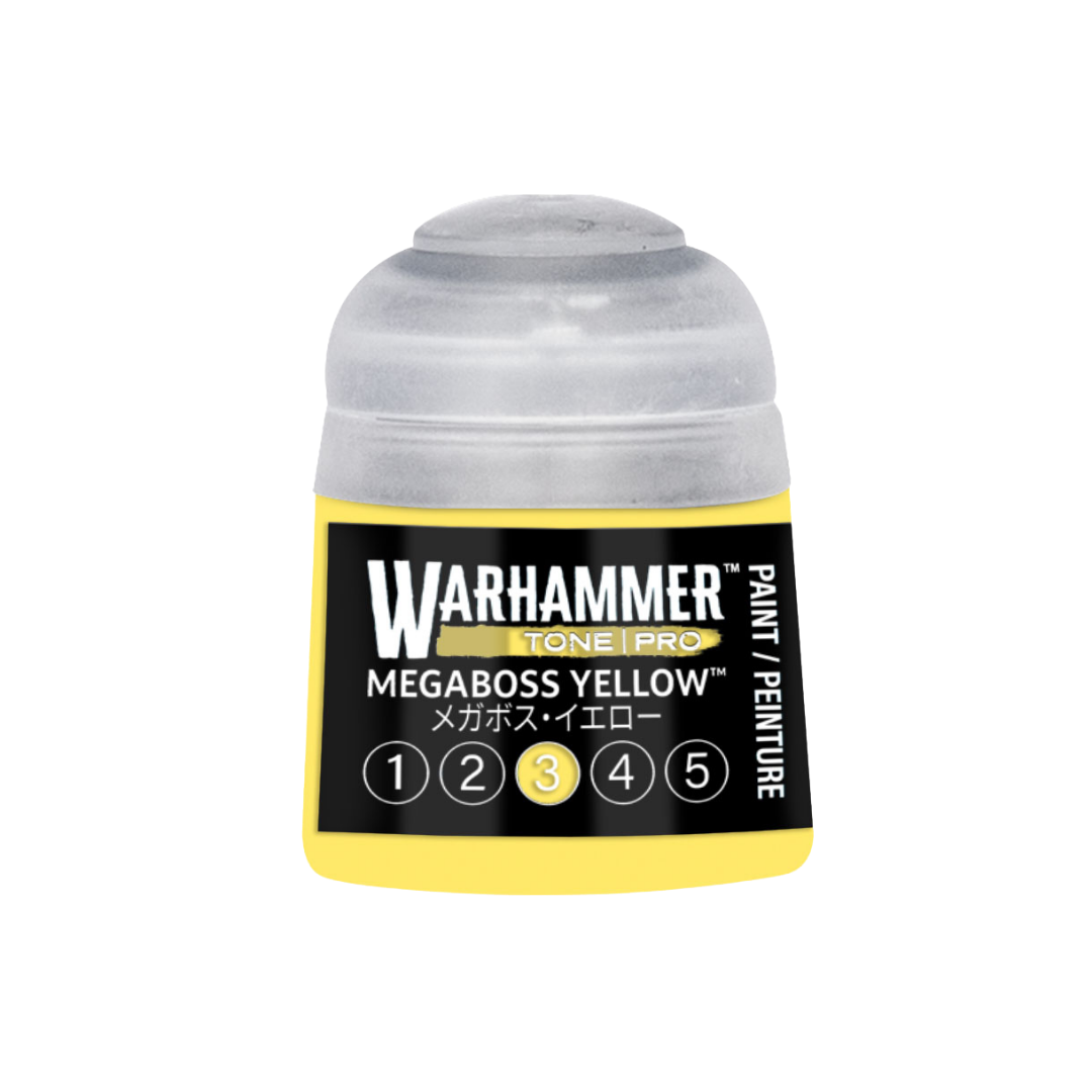 Warhammer Tone Pro Megaboss Yellow 12 ml miniature paints in five coordinated tones from dark to light.