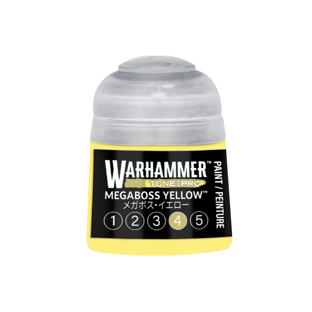 Warhammer Tone Pro Megaboss Yellow 12 ml miniature paints in five coordinated tones from dark to light.