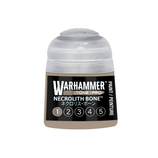 Warhammer Tone Pro Necrolith Bone 12 ml miniature paints in five coordinated tones from dark to light.
