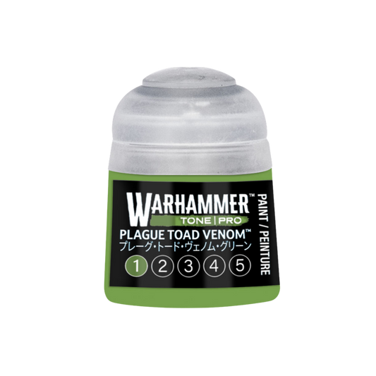 Warhammer Tone Pro Plague Toad Venom 12 ml miniature paints in five coordinated tones from dark to light.