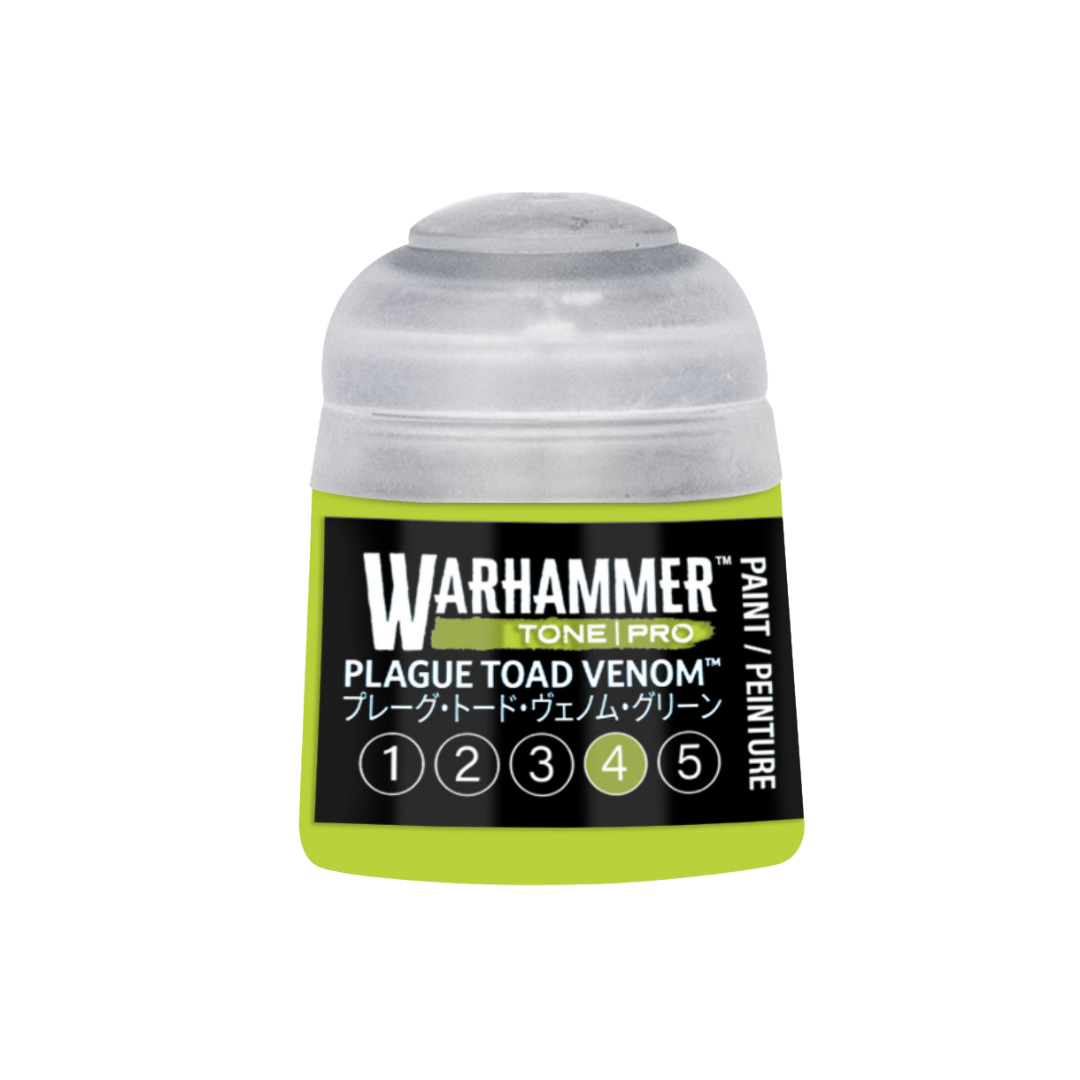 Warhammer Tone Pro Plague Toad Venom 12 ml miniature paints in five coordinated tones from dark to light.