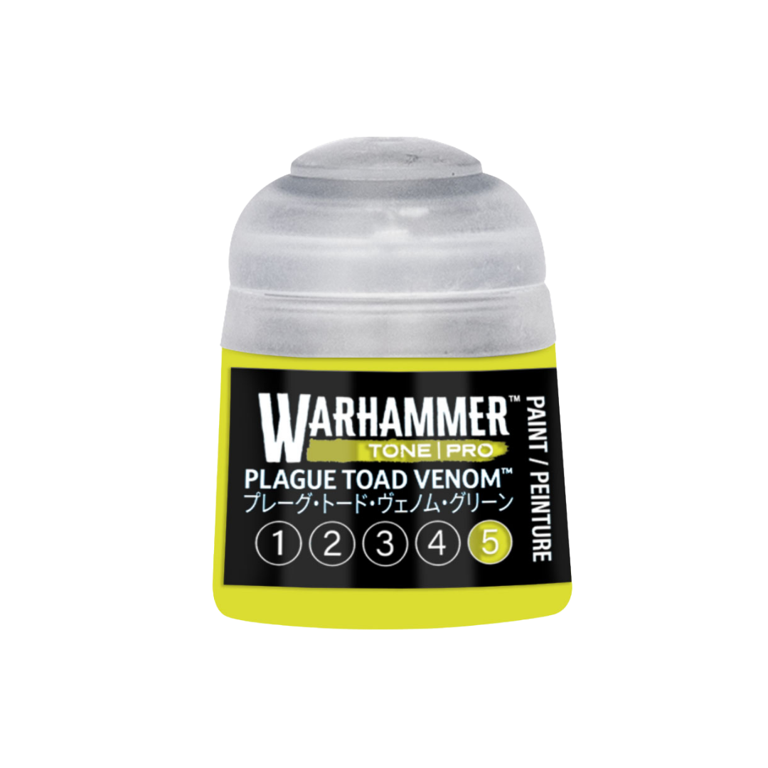Warhammer Tone Pro Plague Toad Venom 12 ml miniature paints in five coordinated tones from dark to light.