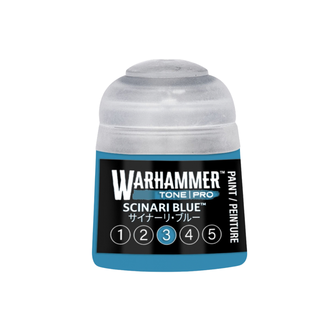 Warhammer Tone Pro Scinari Blue 12 ml miniature paints in five coordinated tones from dark to light.